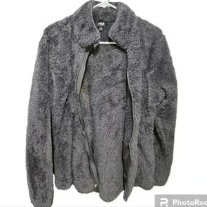 Womens Fila sport fuzzy teddy jacket!